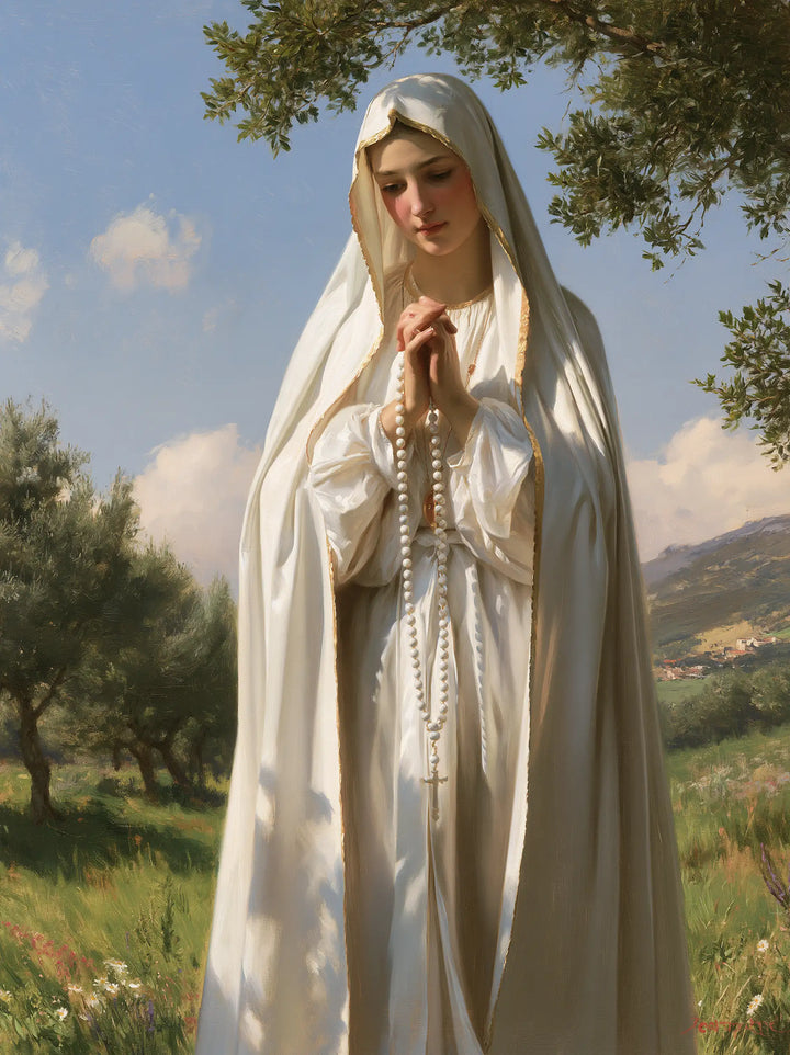 Our Lady of Fatima – Marian Figure in the Sunlit Field