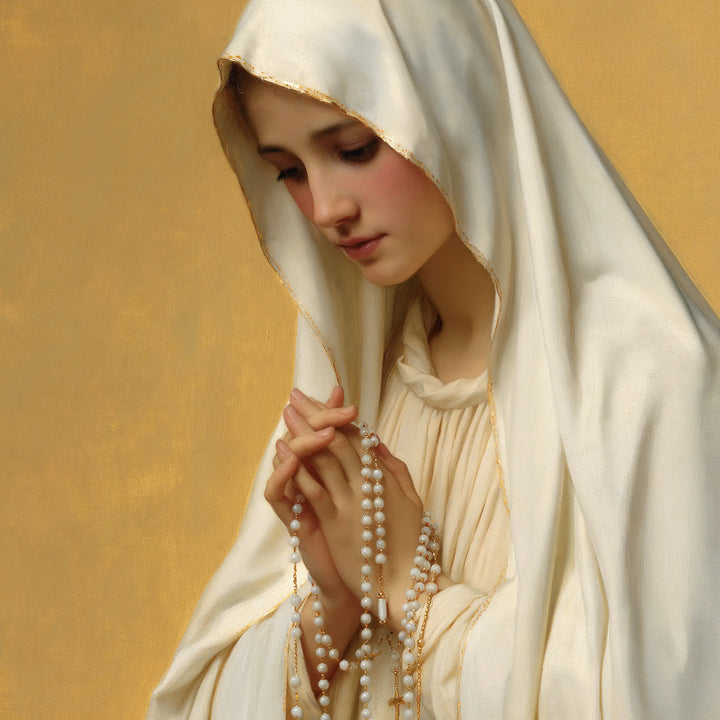 Our Lady of Fatima – Pearl Rosary on a Golden Ground