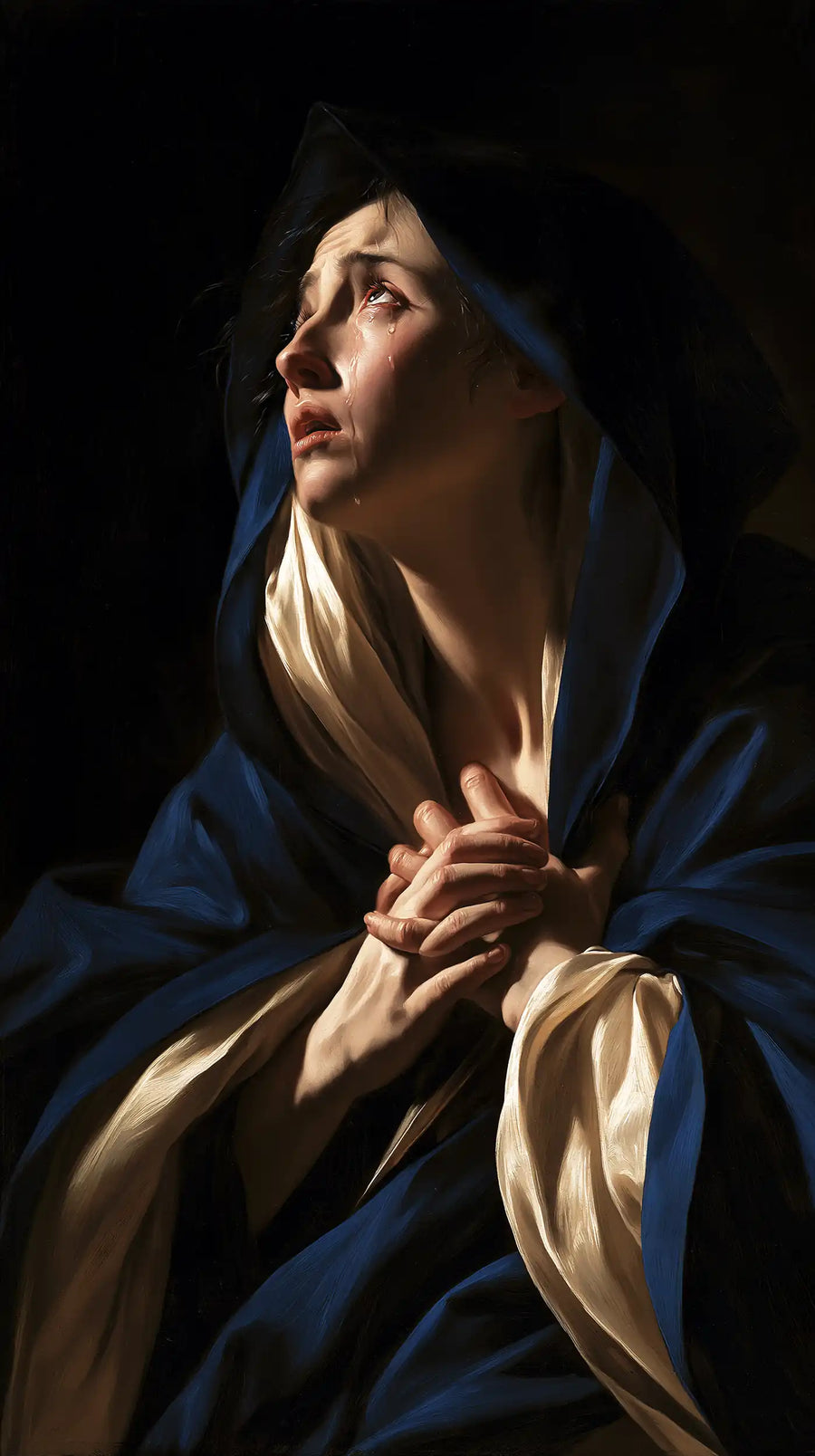 Our Lady of Sorrows - Caravaggio Tenebrism · Portrait n° 5