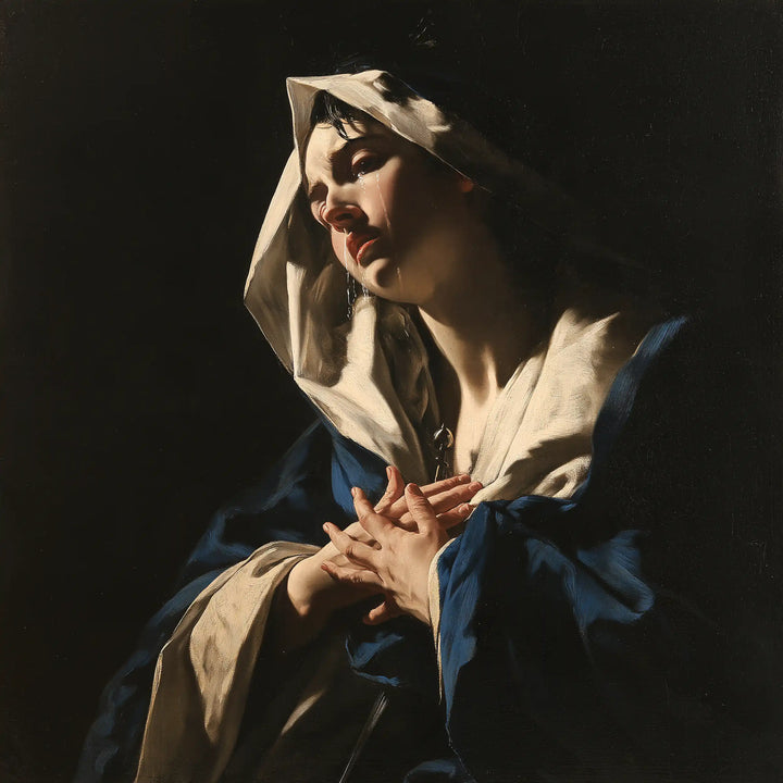 Our Lady of Sorrows - Caravaggio Tenebrism · Square n° 11