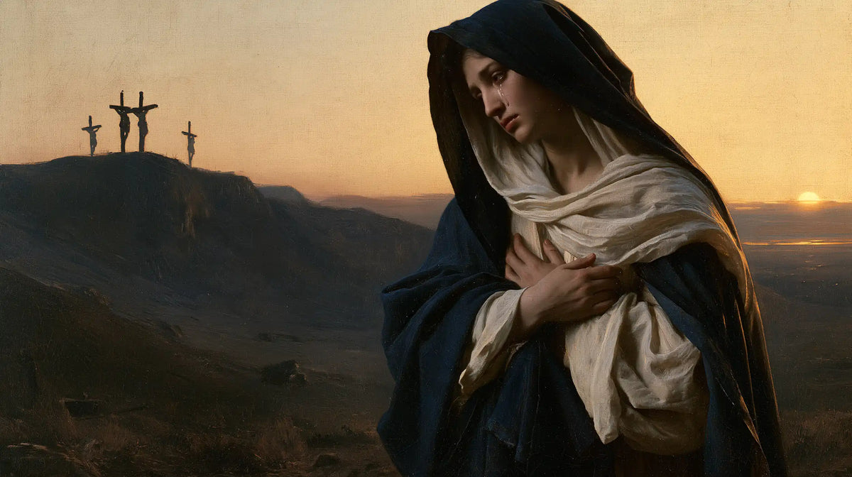 Mary before the deserted Golgotha in Mary before the Deserted Golgotha style, landscape Christian artwork no. 5