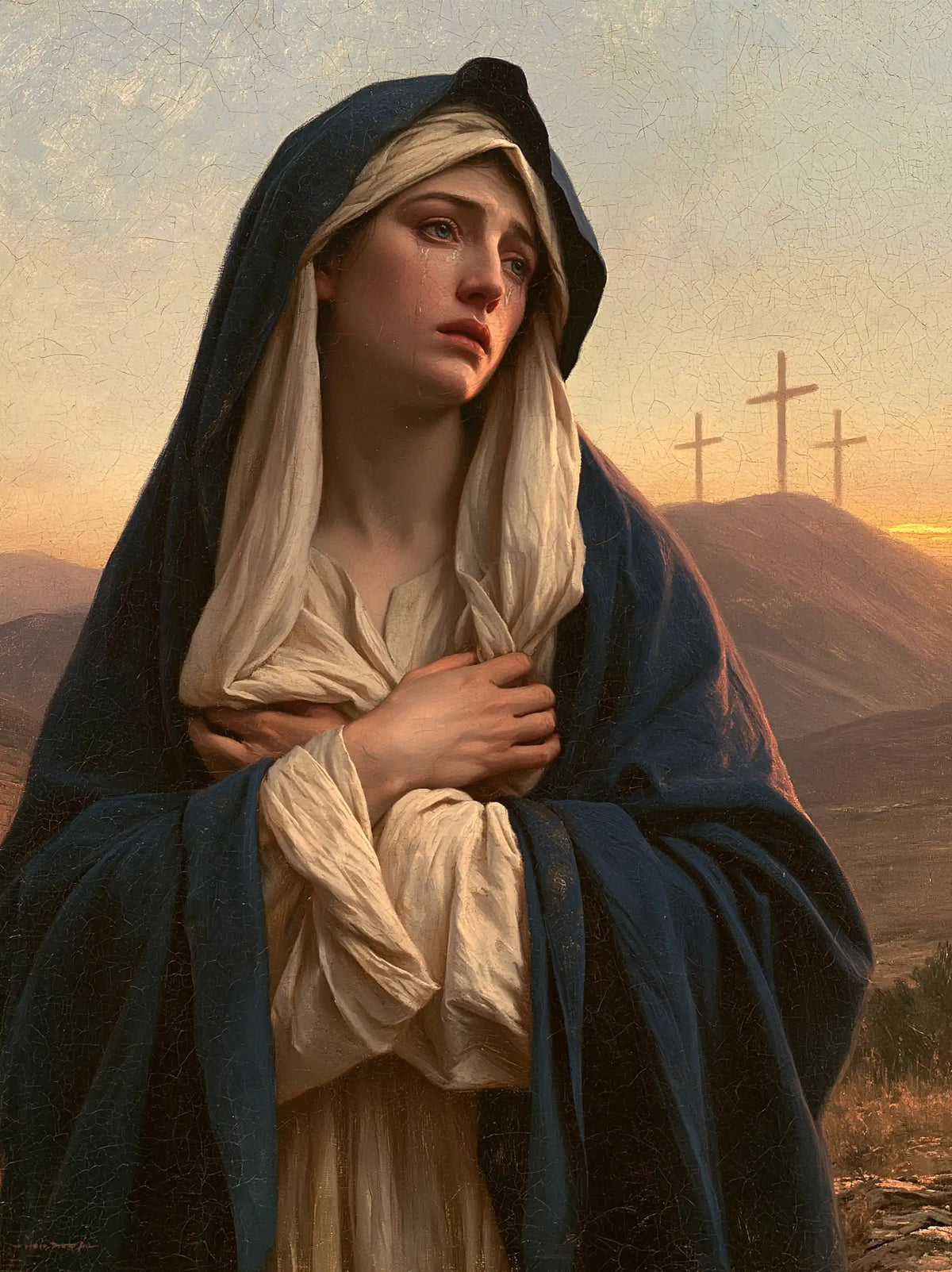 Mary before the deserted Golgotha in Mary before the Deserted Golgotha style, portrait Christian artwork no. 6