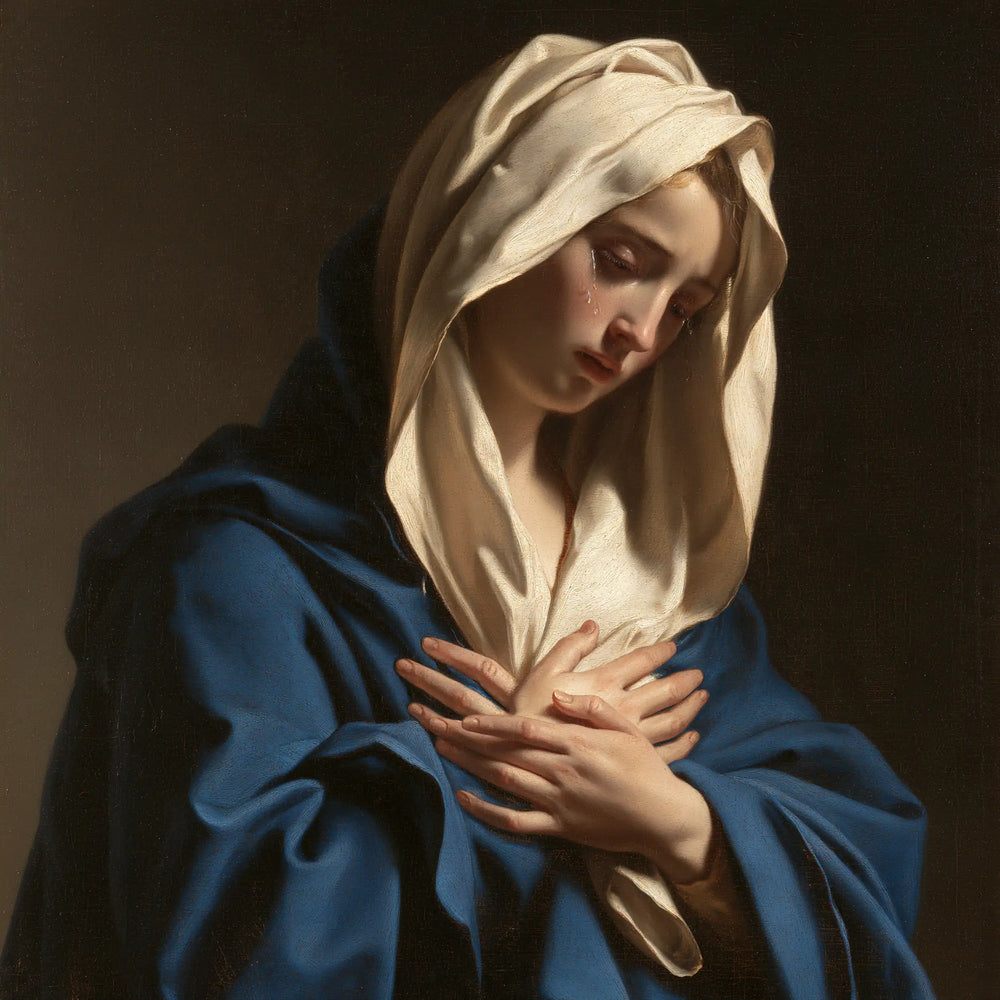 Mater Dolorosa in a classical portrait in Mater Dolorosa Classical Portrait style, square Christian artwork no. 7