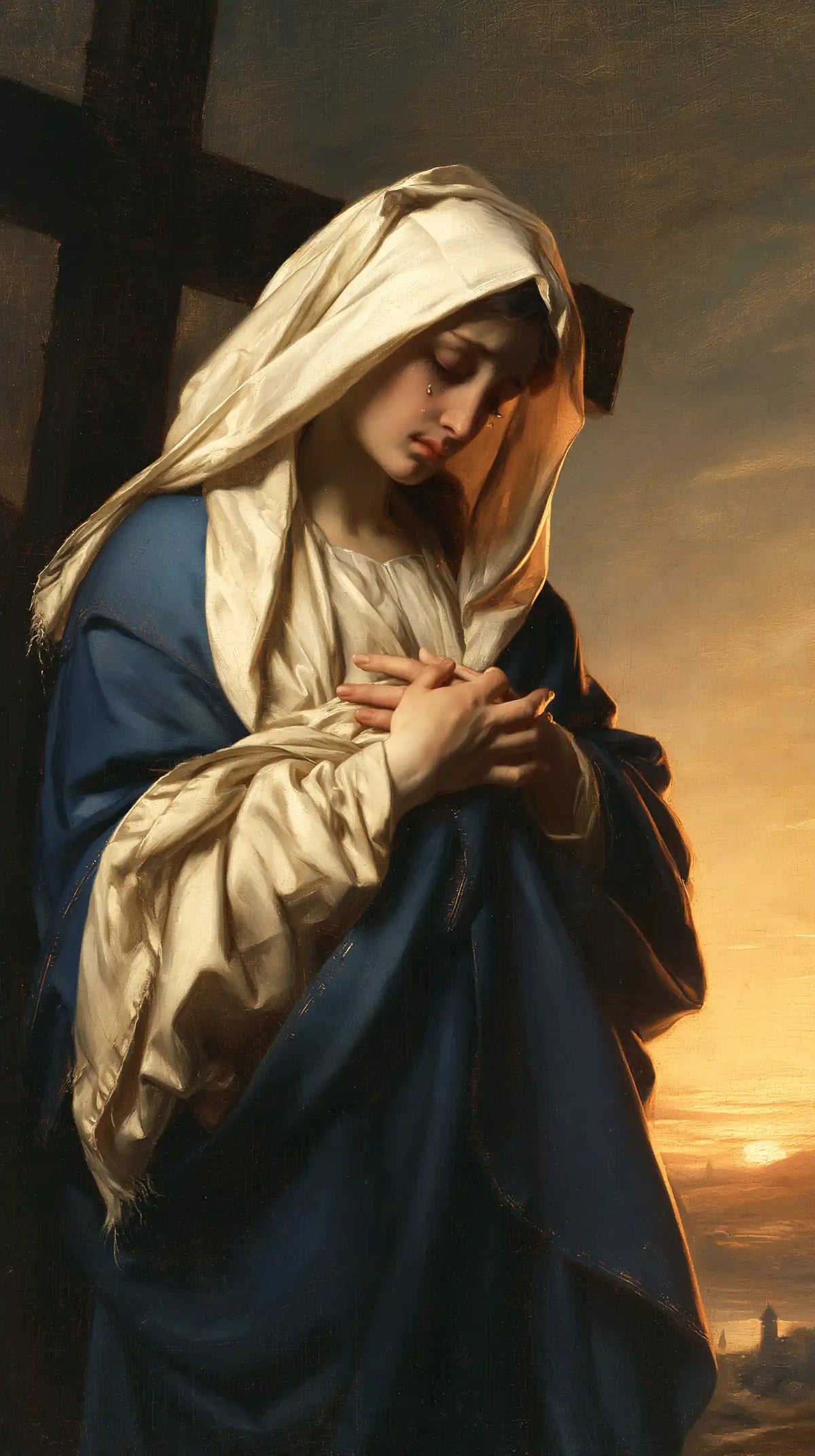 Our Lady of Sorrows between grief and hope in Sorrow and Hope style, portrait Christian artwork no. 3