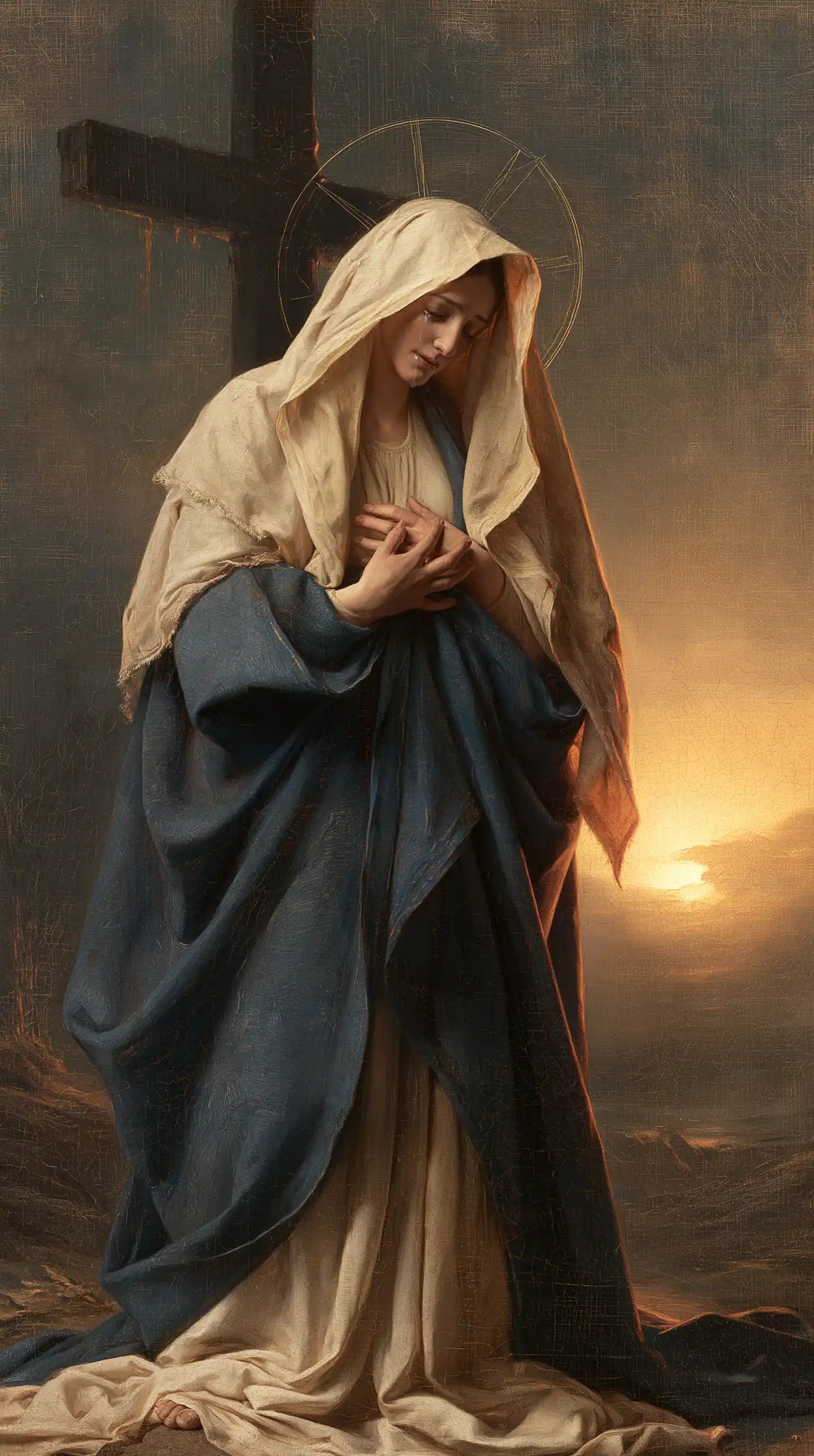 Our Lady of Sorrows between grief and hope in Sorrow and Hope style, portrait Christian artwork no. 4