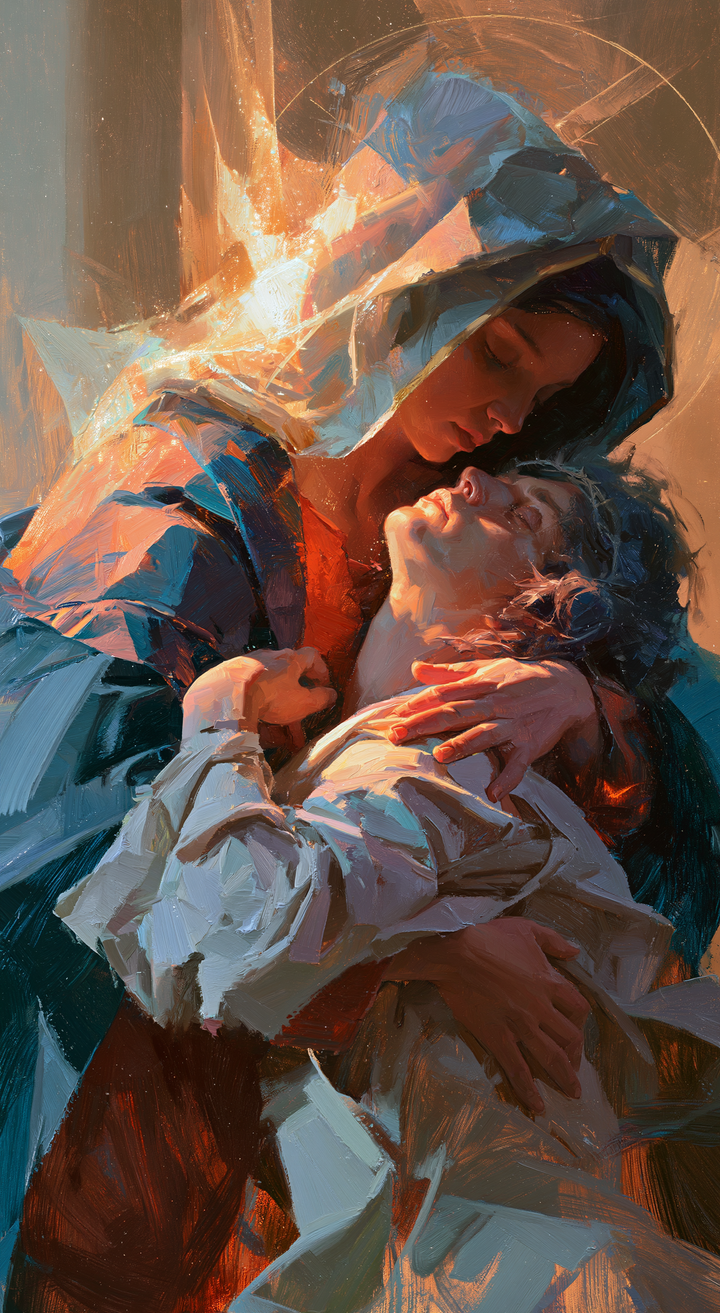 The Pietà — Tenderness in Pearly Folds