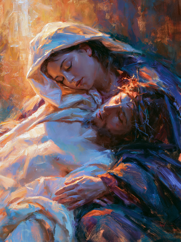 The Pietà — Linen with Lavender Shadows