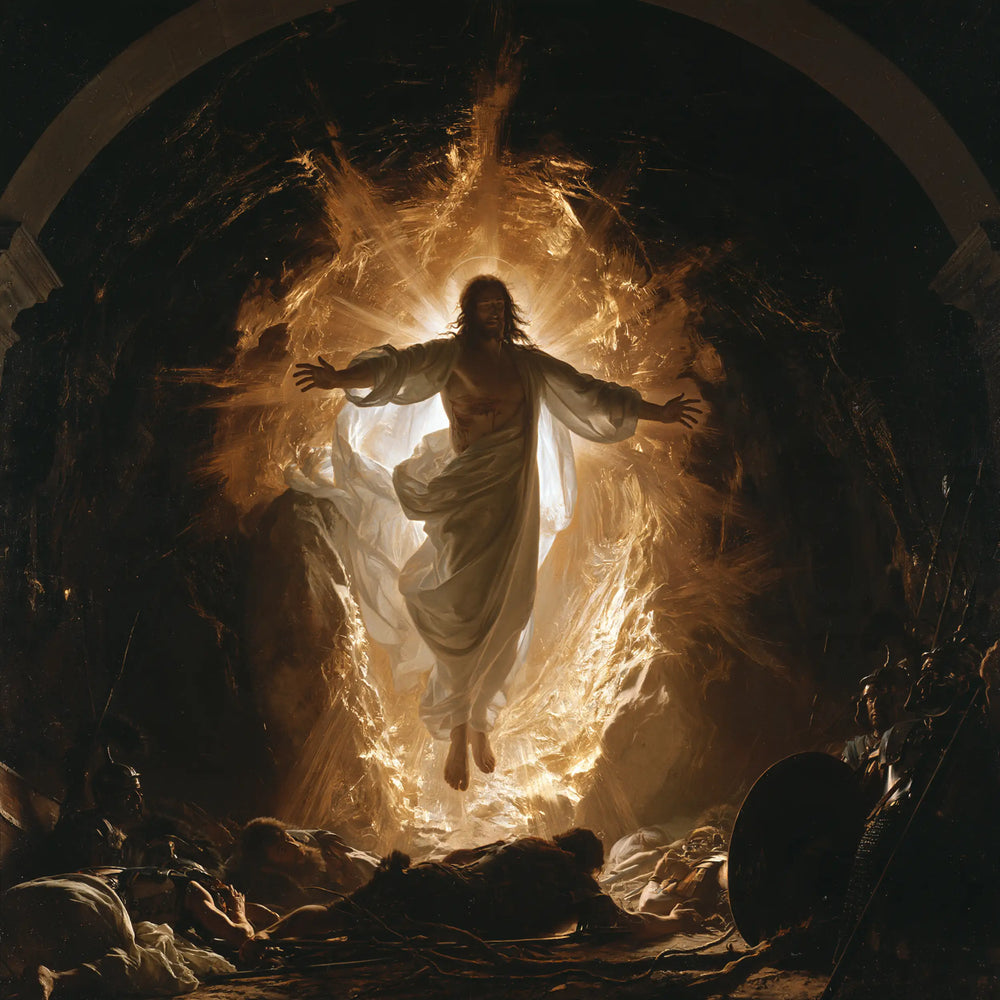Resurrection of Jesus Christ in Black and Gold style, square Christian artwork no. 4