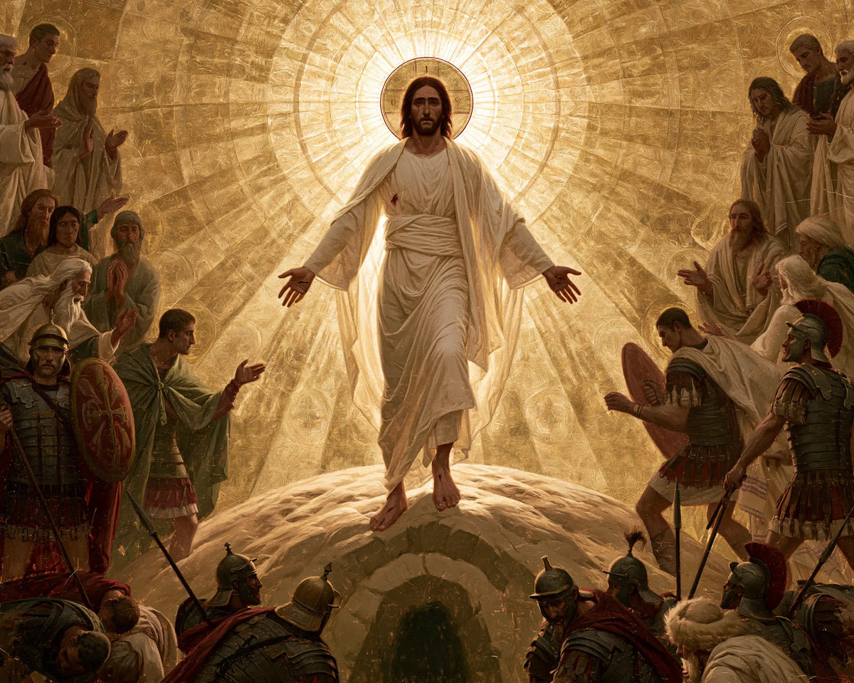 Resurrection of Jesus Christ in Contemporary Byzantine style, landscape Christian artwork no. 6