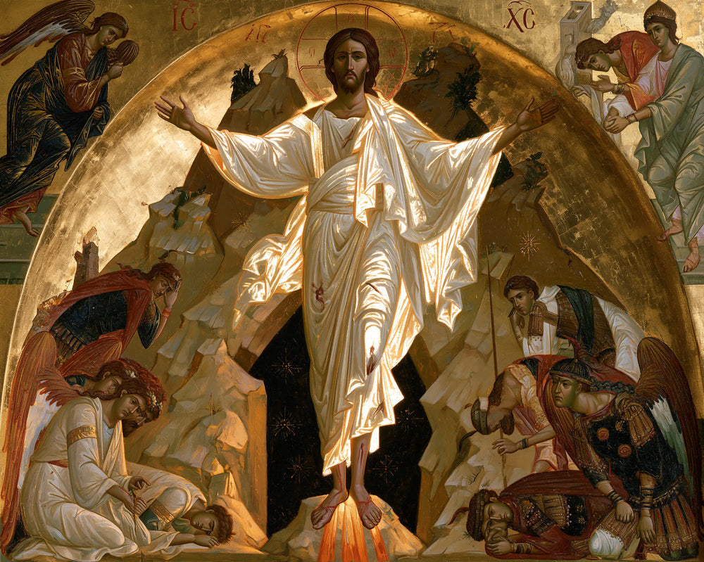 Resurrection of Jesus Christ in Contemporary Byzantine style, landscape Christian artwork no. 7