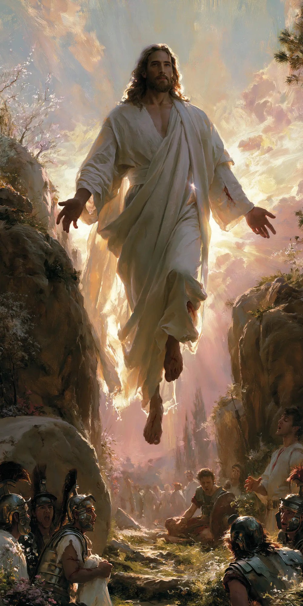 Resurrection of Jesus Christ in Divine Light style, portrait Christian artwork no. 2