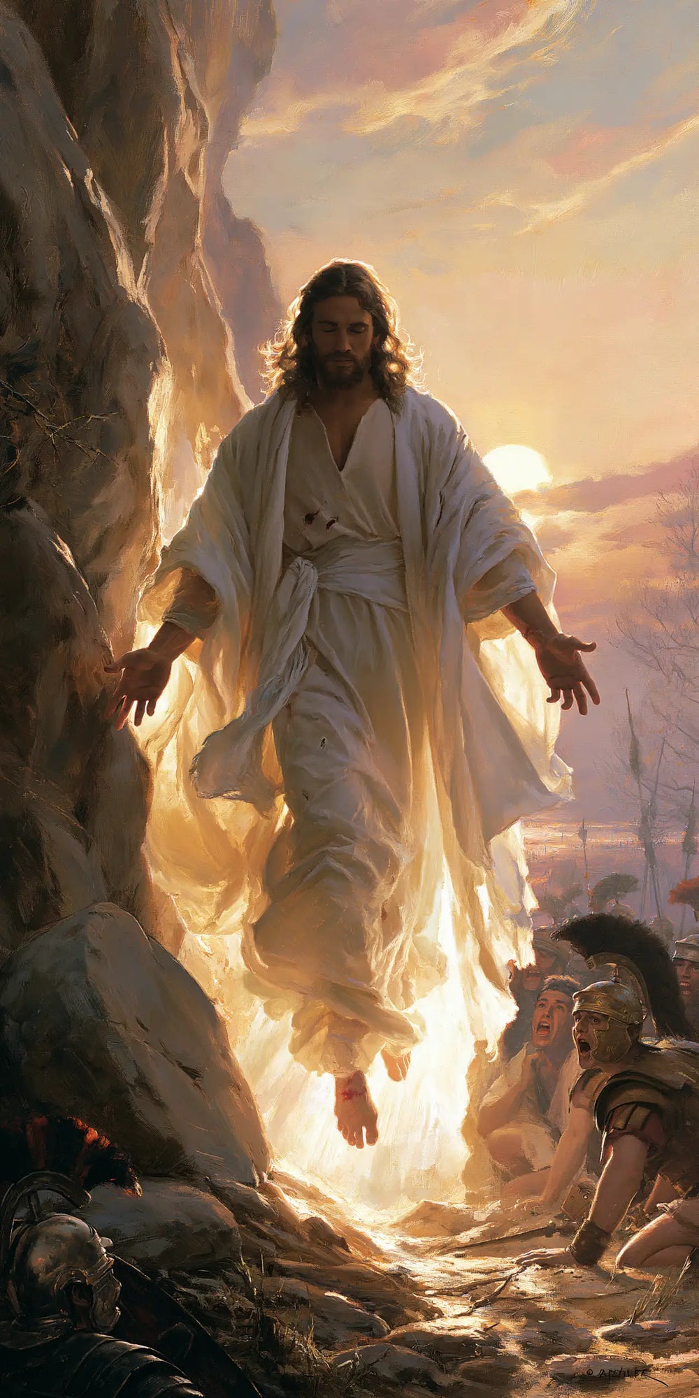 Resurrection of Jesus Christ in Divine Light style, portrait Christian artwork no. 3