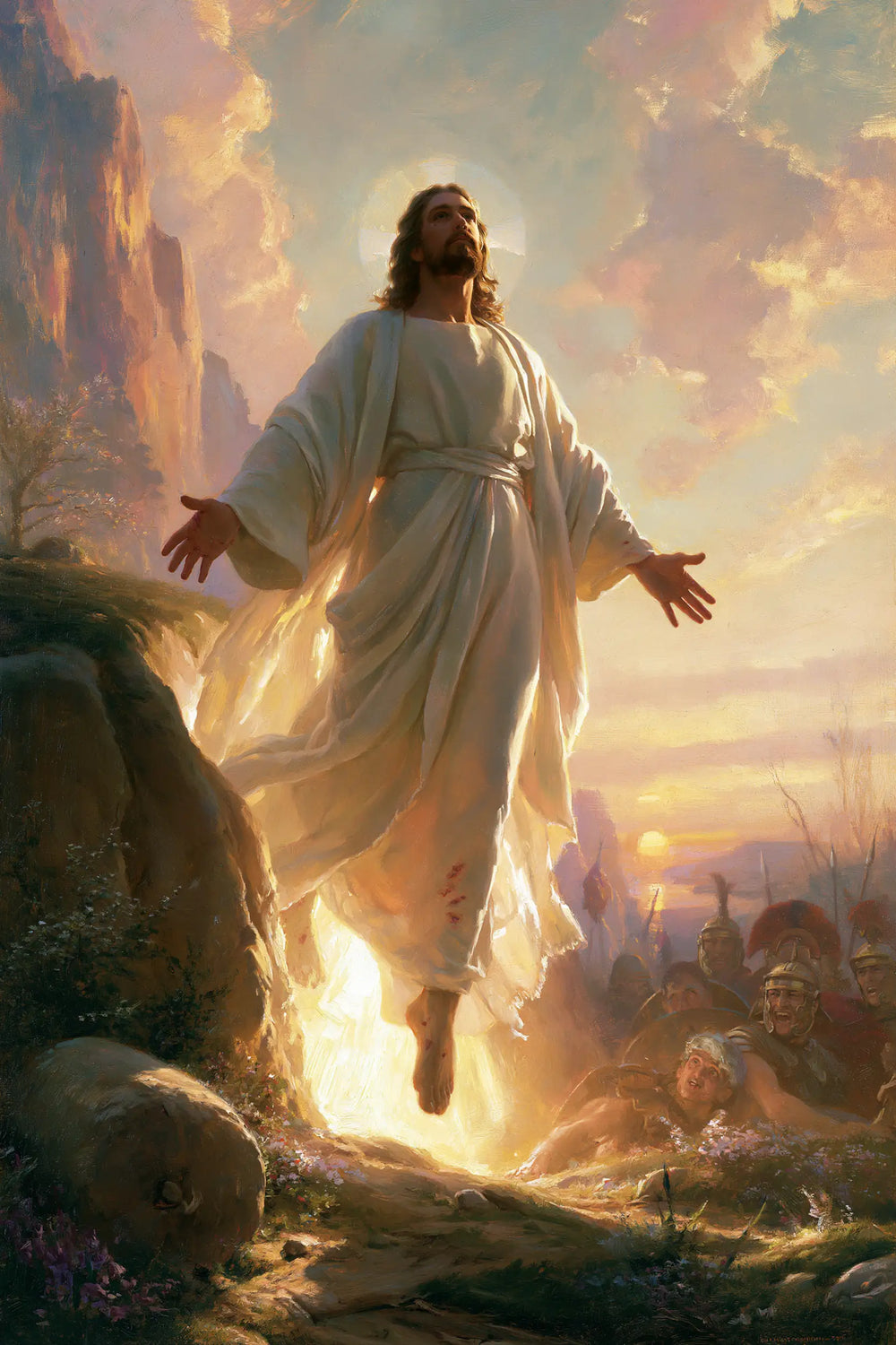 Resurrection of Jesus Christ in Divine Light style, portrait Christian artwork no. 13