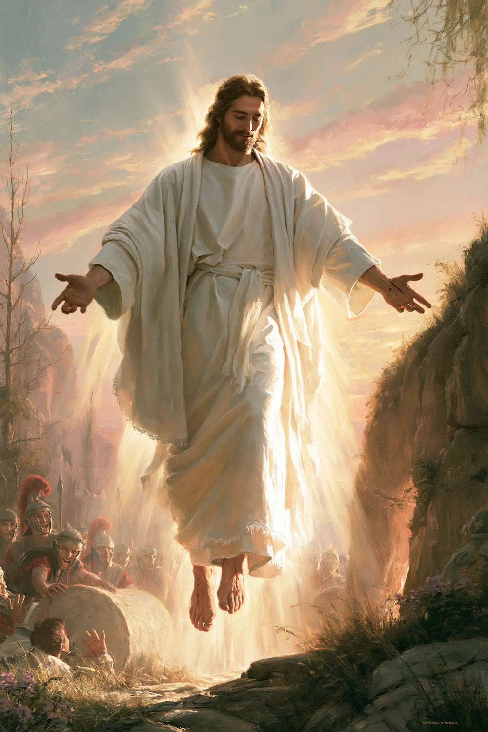 Resurrection of Jesus Christ in Divine Light style, portrait Christian artwork no. 14