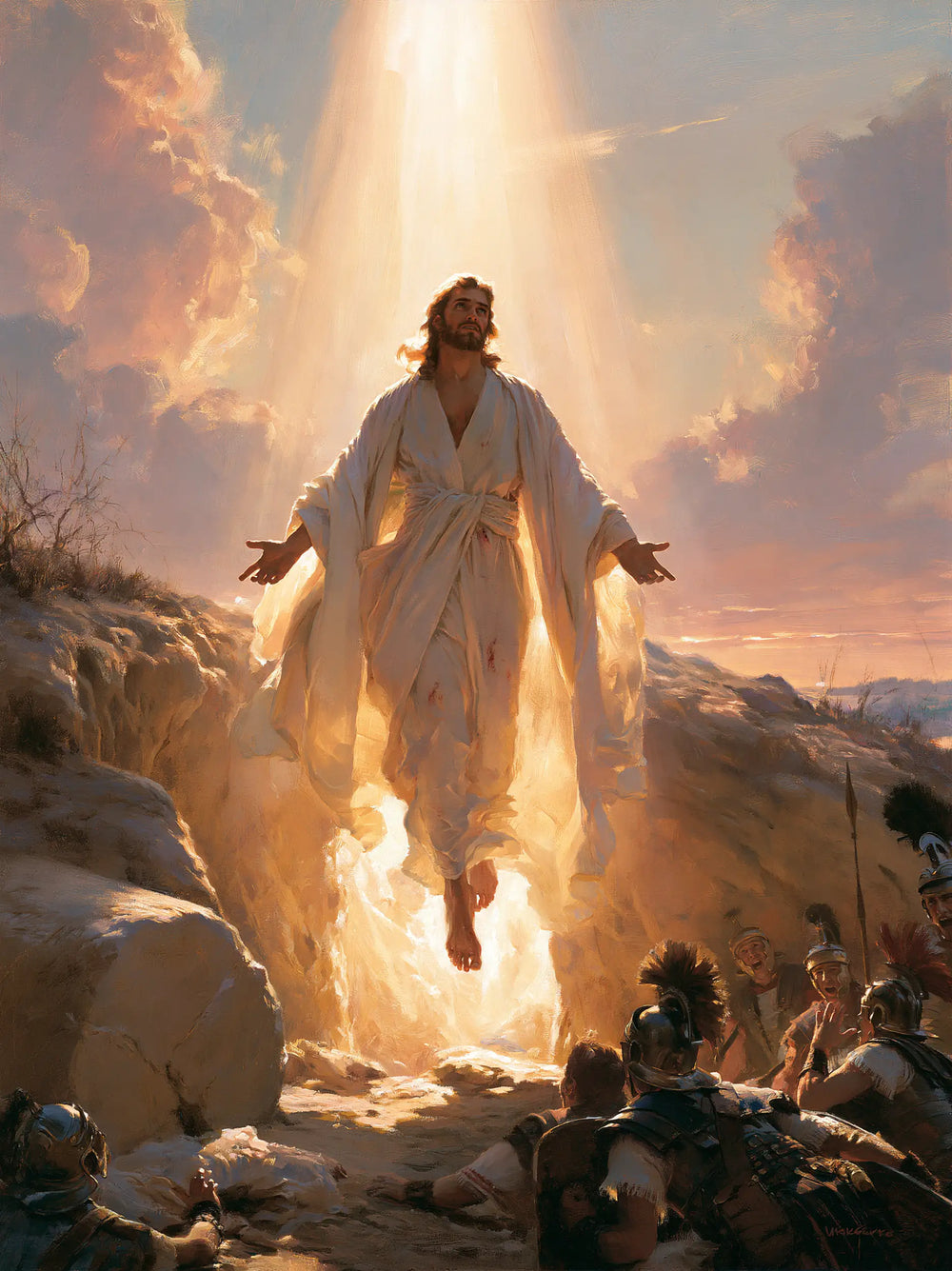 Resurrection of Jesus Christ in Divine Light style, portrait Christian artwork no. 18