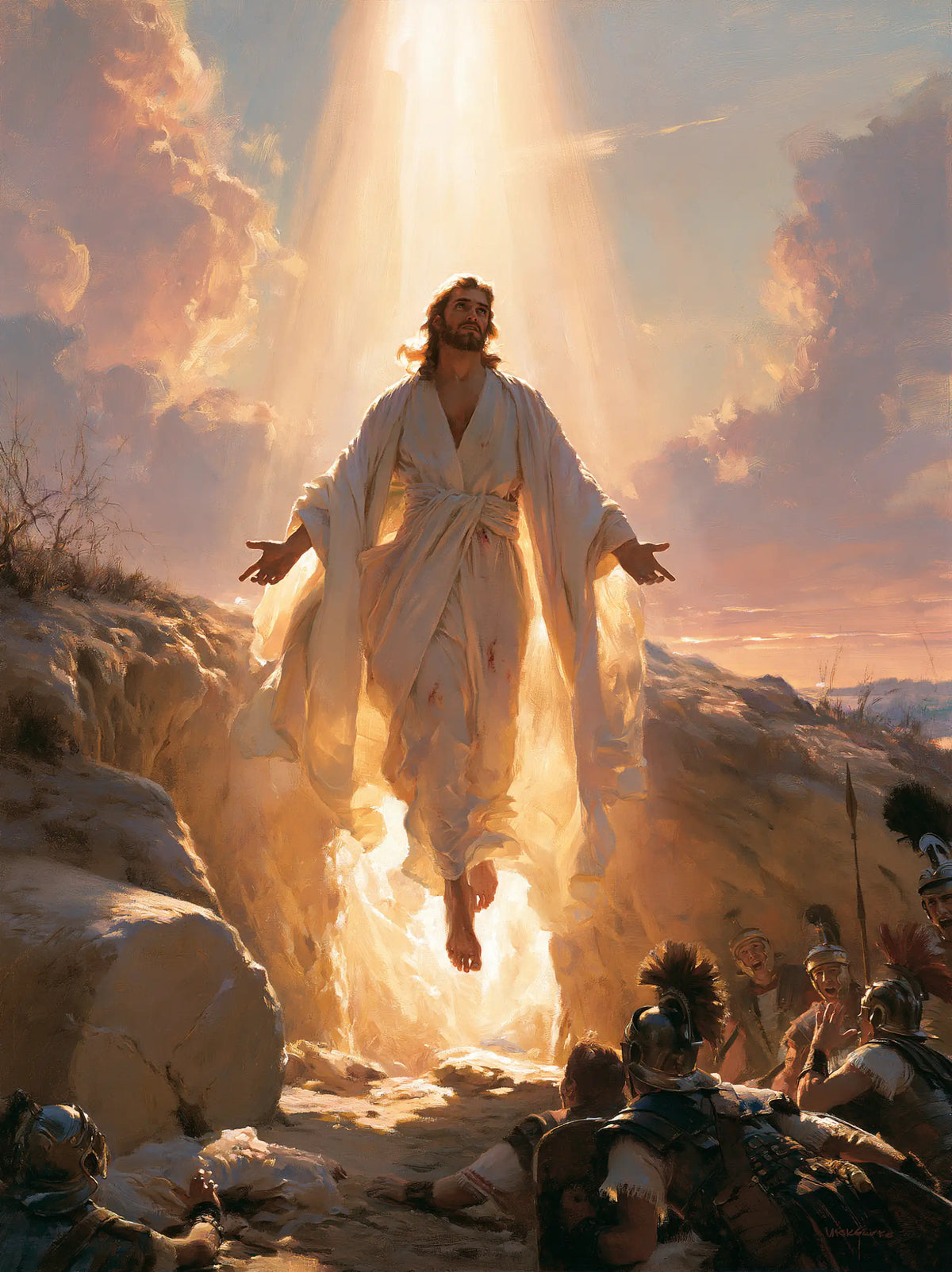 Resurrection of Jesus Christ in Divine Light style, portrait Christian artwork no. 18