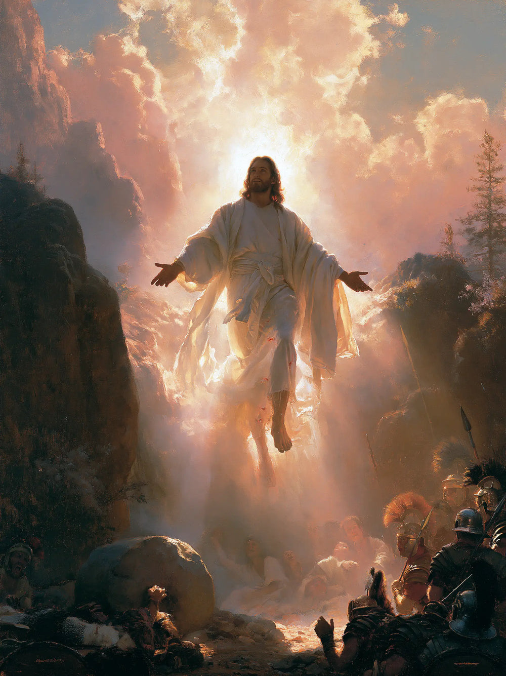 Resurrection of Jesus Christ in Divine Light style, portrait Christian artwork no. 20