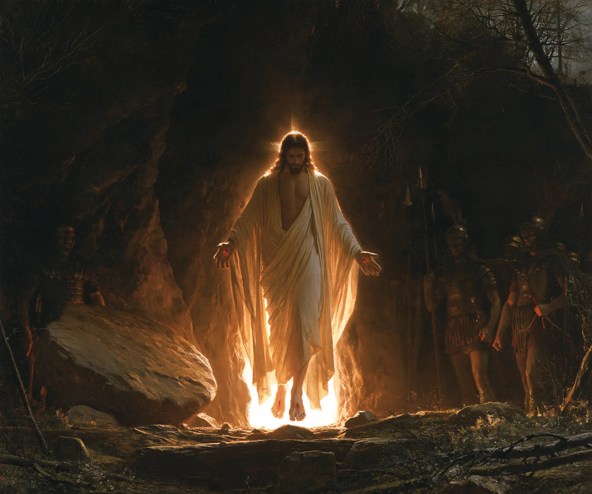 Resurrection of Jesus Christ in Explosion of Movement style, landscape Christian artwork no. 3