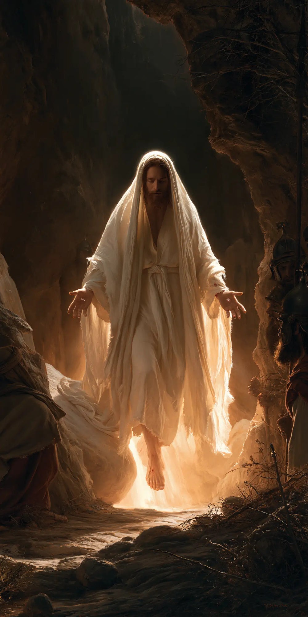 Resurrection of Jesus Christ in Explosion of Movement style, portrait Christian artwork no. 2