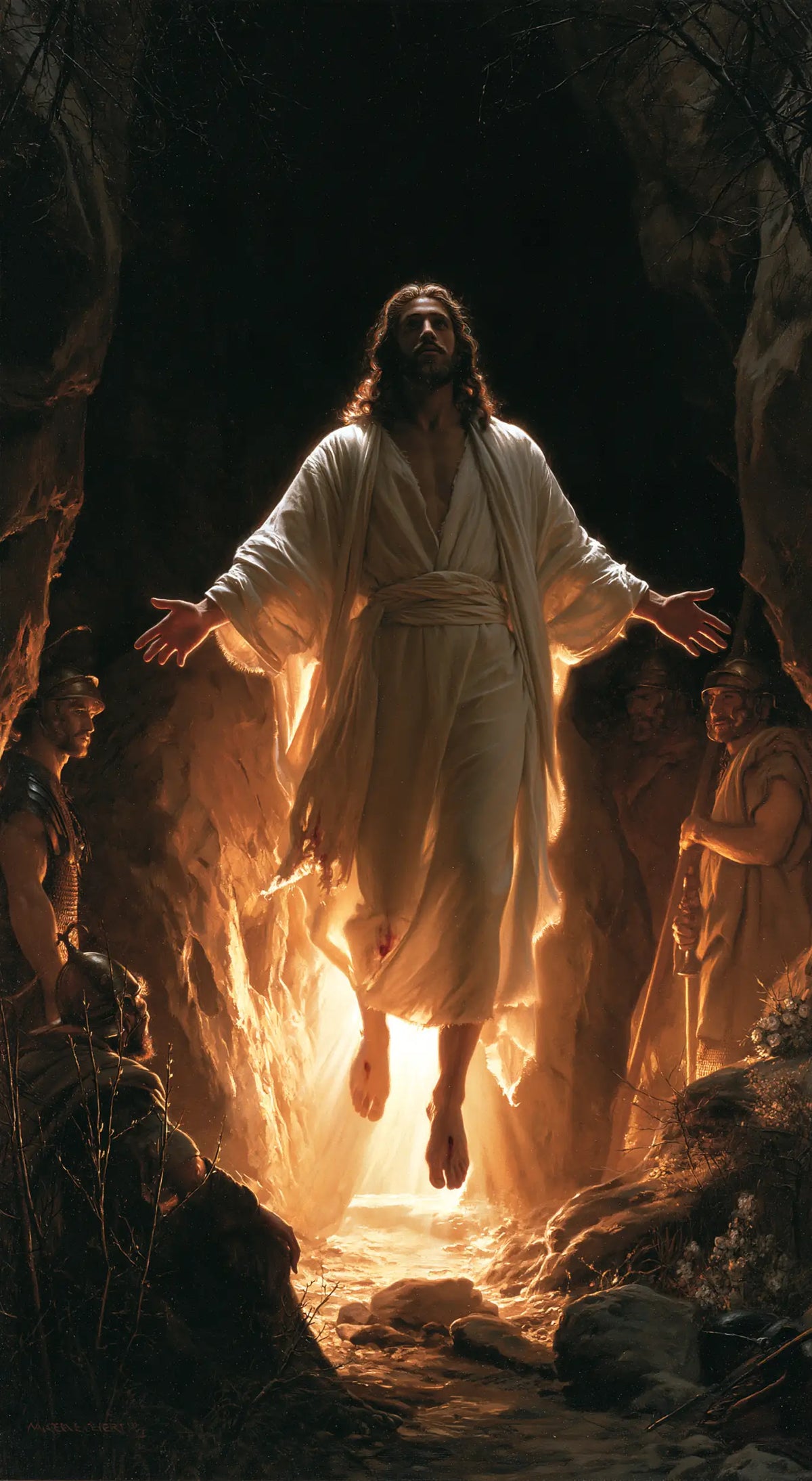 Resurrection of Jesus Christ in Explosion of Movement style, portrait Christian artwork no. 6