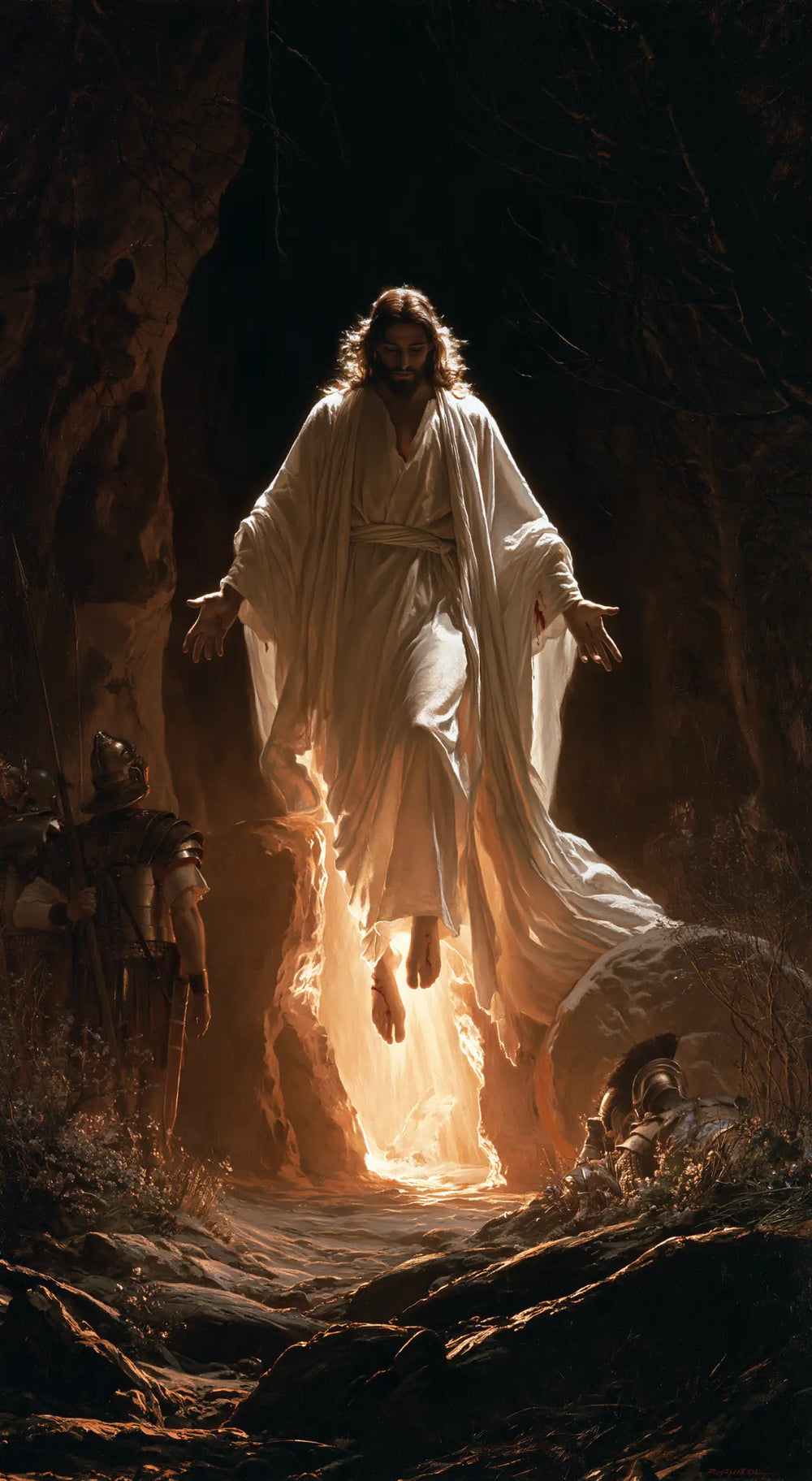 Resurrection of Jesus Christ in Explosion of Movement style, portrait Christian artwork no. 8