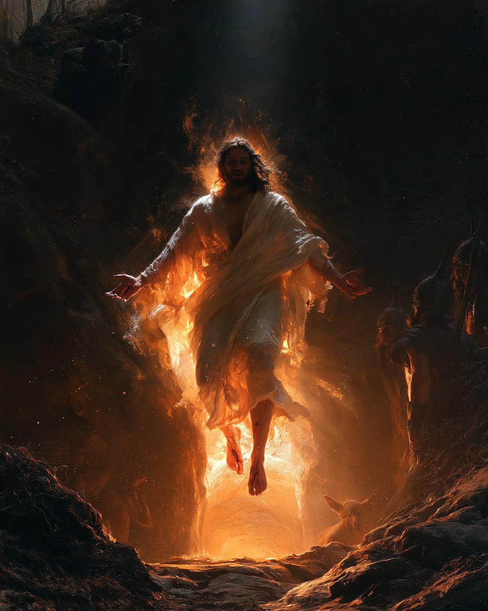Resurrection of Jesus Christ in Explosion of Movement style, portrait Christian artwork no. 21
