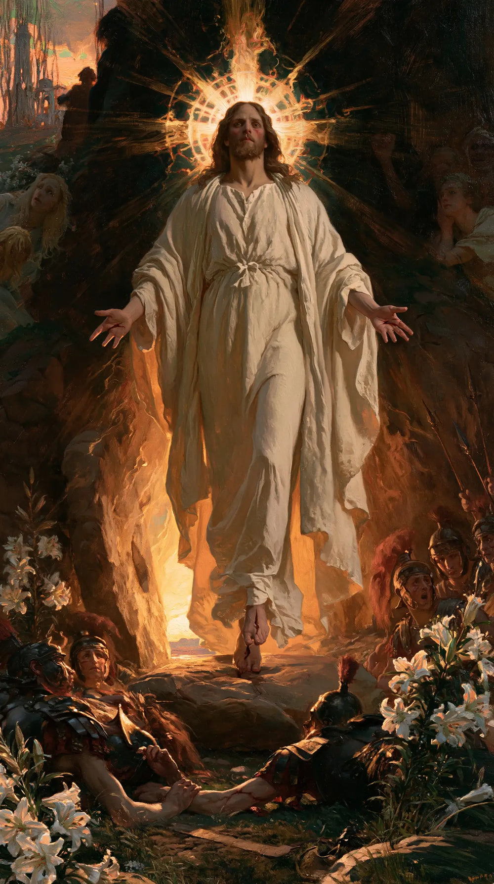 Resurrection of Jesus Christ in Expressionist style, portrait Christian artwork no. 10