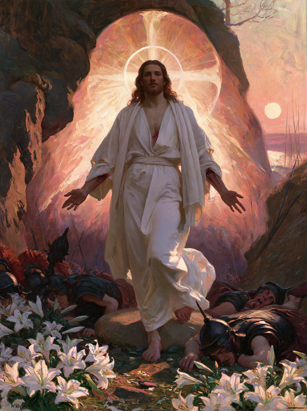 Resurrection of Jesus Christ in Expressionist style, portrait Christian artwork no. 15