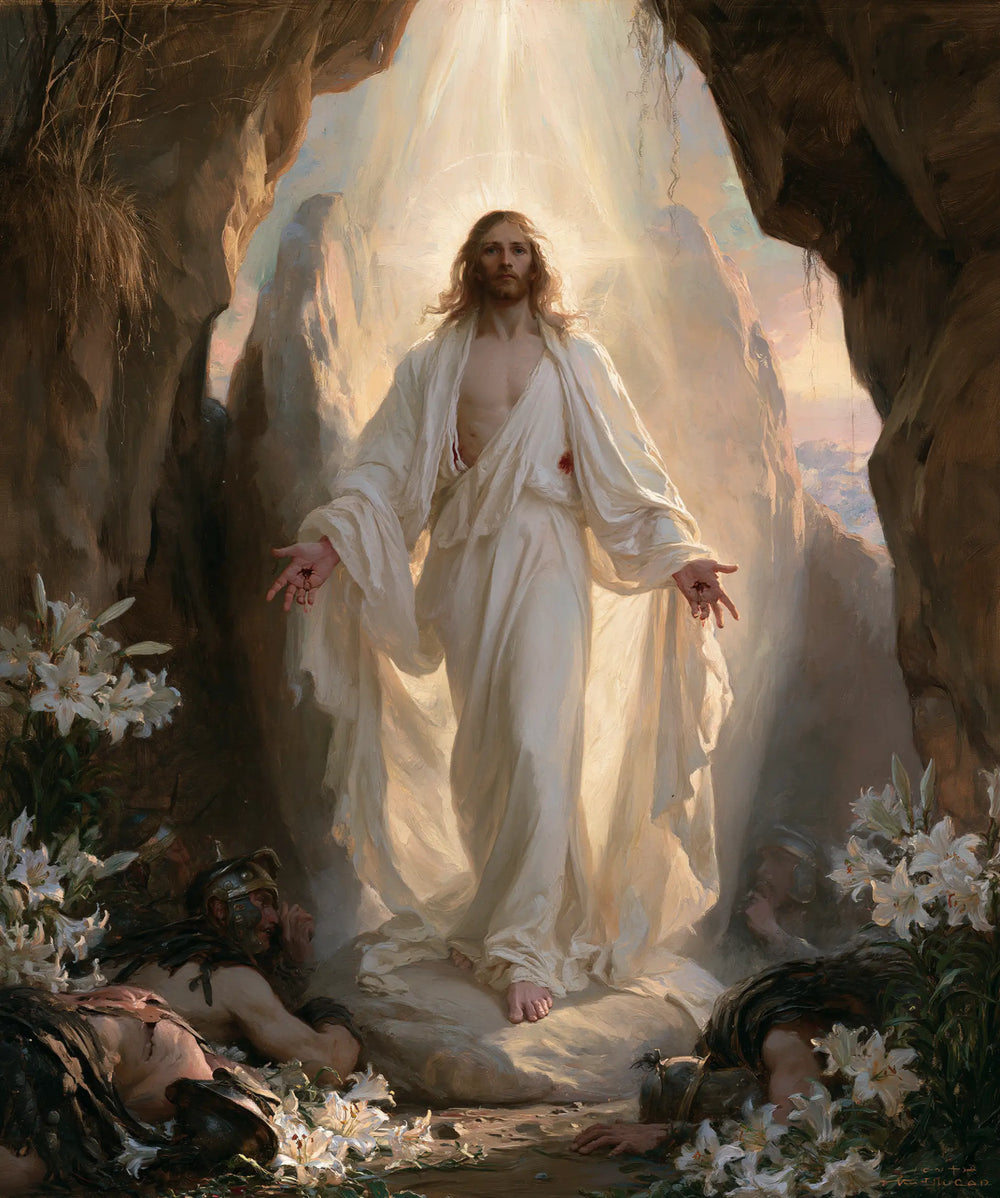 Resurrection of Jesus Christ in Expressionist style, portrait Christian artwork no. 24