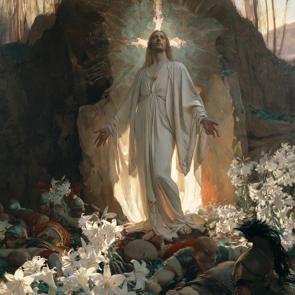 Resurrection of Jesus Christ in Expressionist style, square Christian artwork no. 4