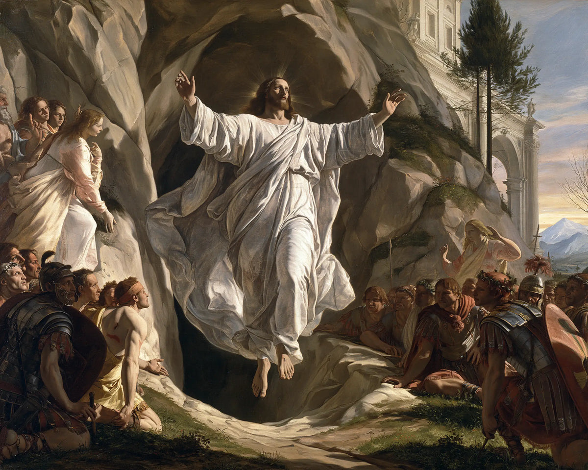Resurrection of Jesus Christ in Florentine Renaissance style, landscape Christian artwork no. 3