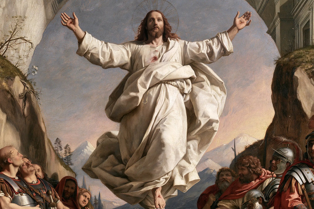 Resurrection of Jesus Christ in Florentine Renaissance style, landscape Christian artwork no. 8