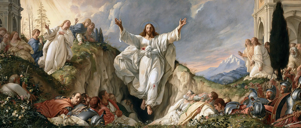 Resurrection of Jesus Christ in Florentine Renaissance style, landscape Christian artwork no. 17