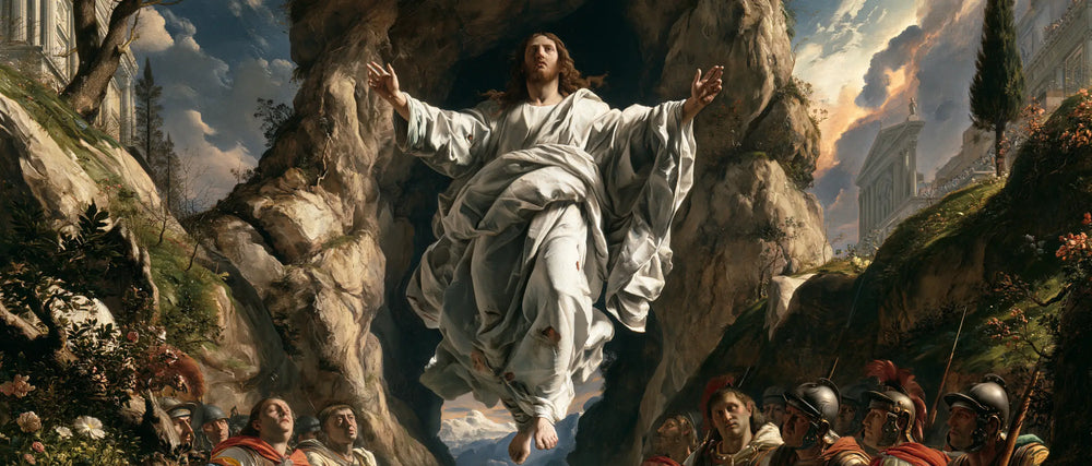 Resurrection of Jesus Christ in Florentine Renaissance style, landscape Christian artwork no. 18