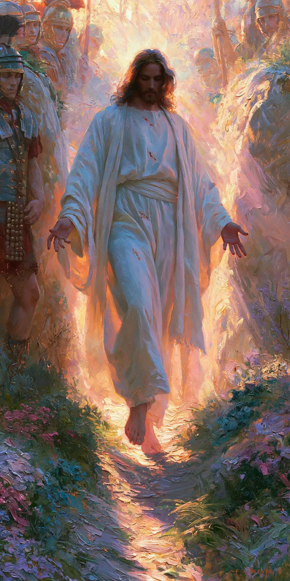 Resurrection of Jesus Christ in Impressionist style, portrait Christian artwork no. 3