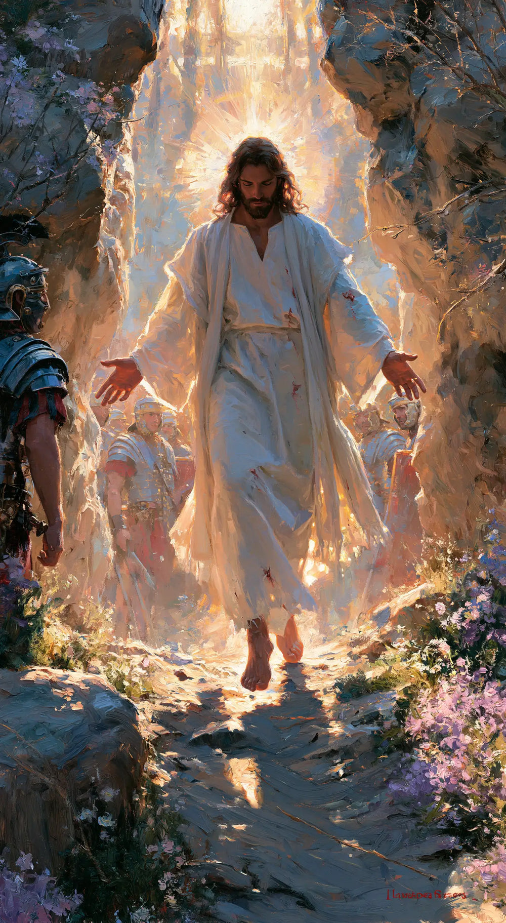Resurrection of Jesus Christ in Impressionist style, portrait Christian artwork no. 7