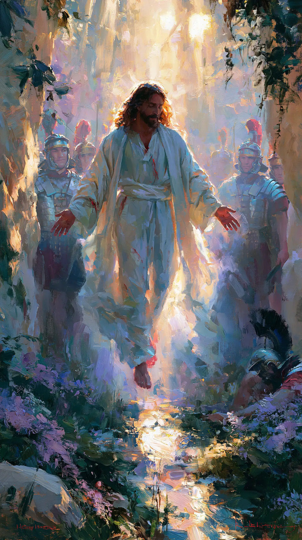 Resurrection of Jesus Christ in Impressionist style, portrait Christian artwork no. 10