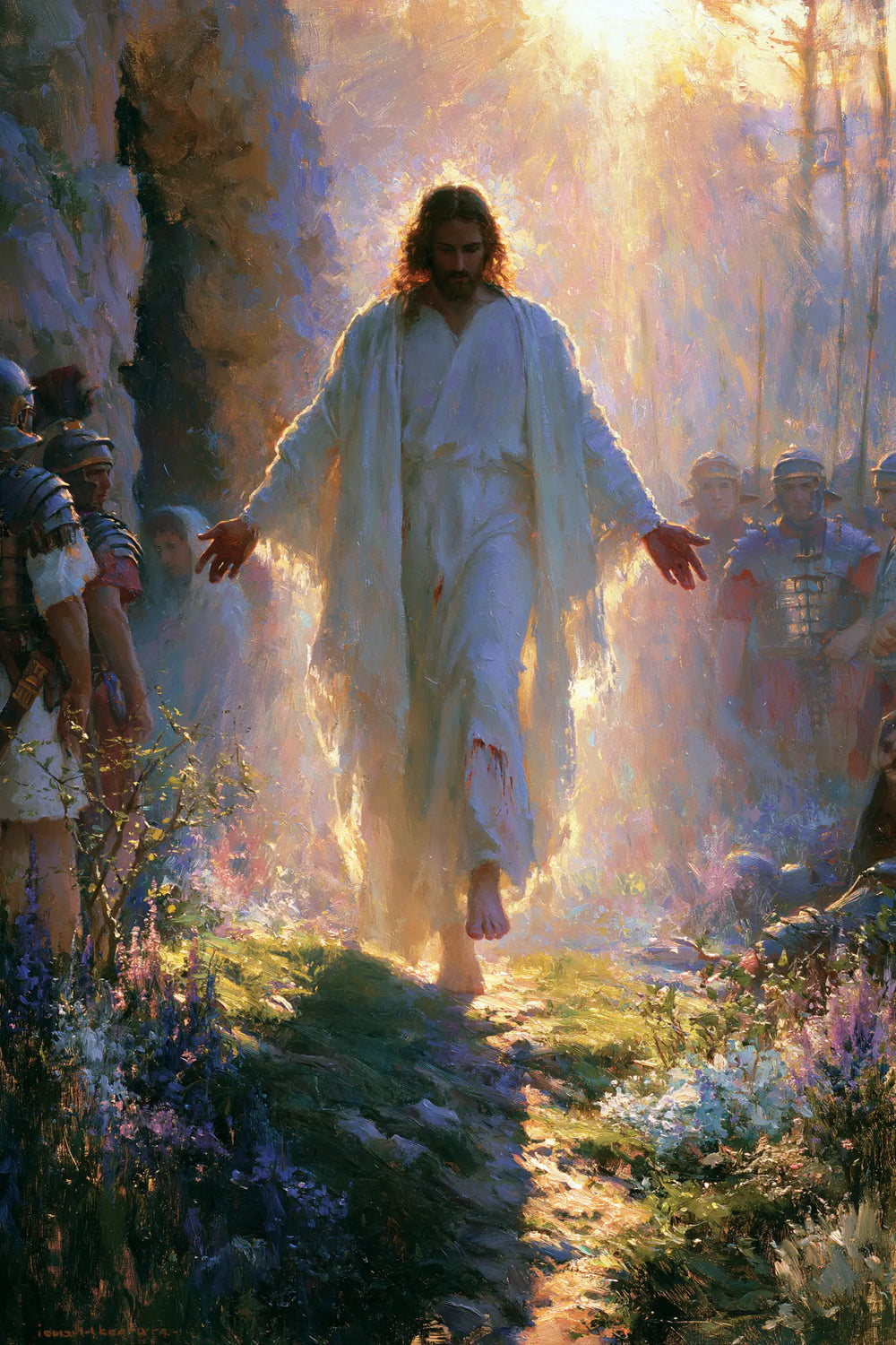 Resurrection of Jesus Christ in Impressionist style, portrait Christian artwork no. 14