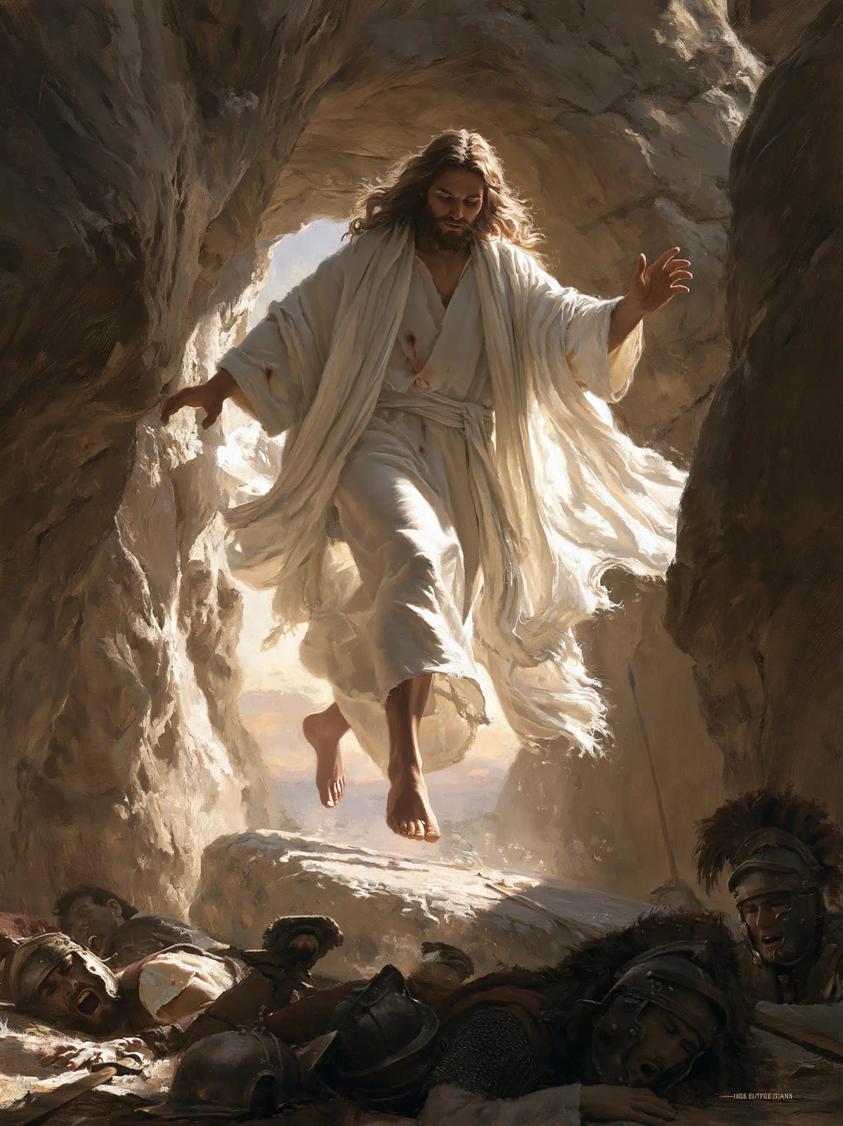 Resurrection of Jesus Christ in Physical Resurrection style, portrait Christian artwork no. 6