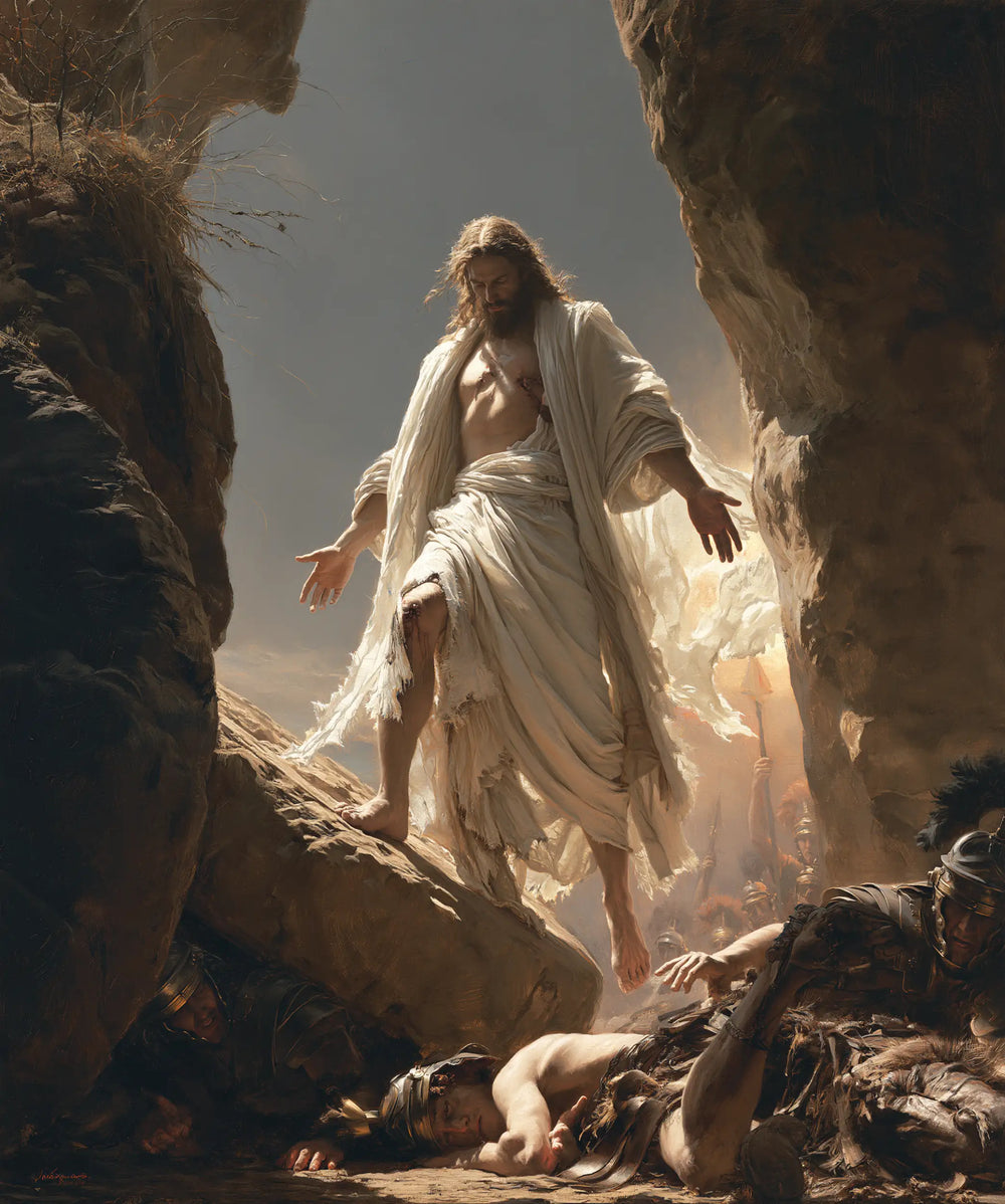 Resurrection of Jesus Christ in Physical Resurrection style, portrait Christian artwork no. 7