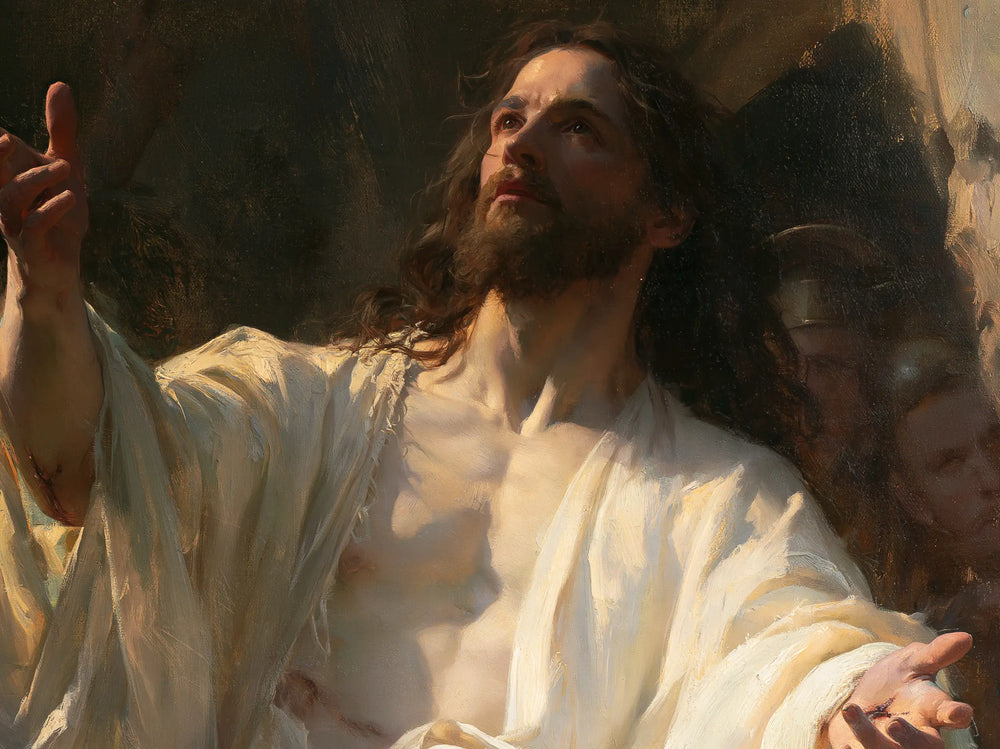 Resurrection of Jesus Christ in Psychological Close-Up style, landscape Christian artwork no. 7