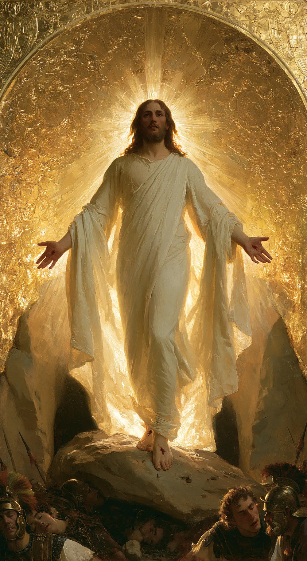 Resurrection of Jesus Christ in Sacred Gold style, portrait Christian artwork no. 5