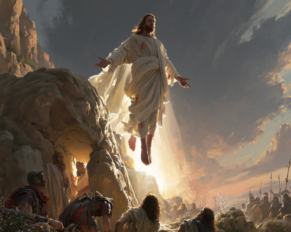 Resurrection of Jesus Christ in Sacred Monumental View style, landscape Christian artwork no. 7