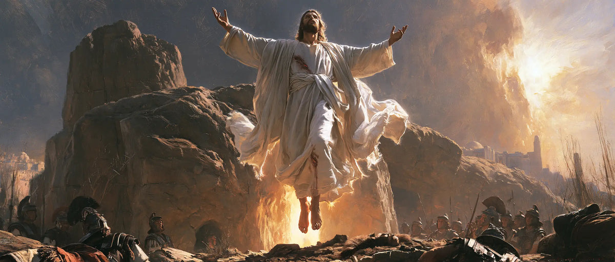 Resurrection of Jesus Christ in Sacred Monumental View style, landscape Christian artwork no. 26
