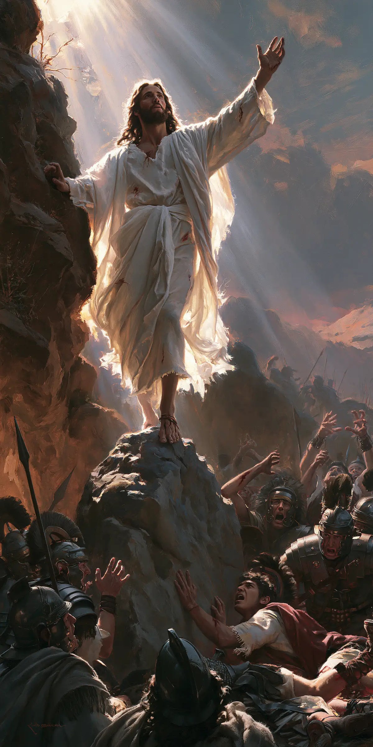 Resurrection of Jesus Christ in Sacred Monumental View style, portrait Christian artwork no. 3