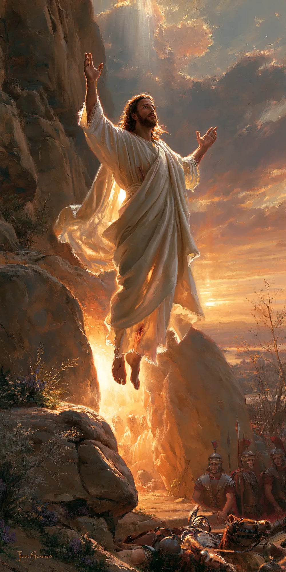 Resurrection of Jesus Christ in Sacred Monumental View style, portrait Christian artwork no. 5