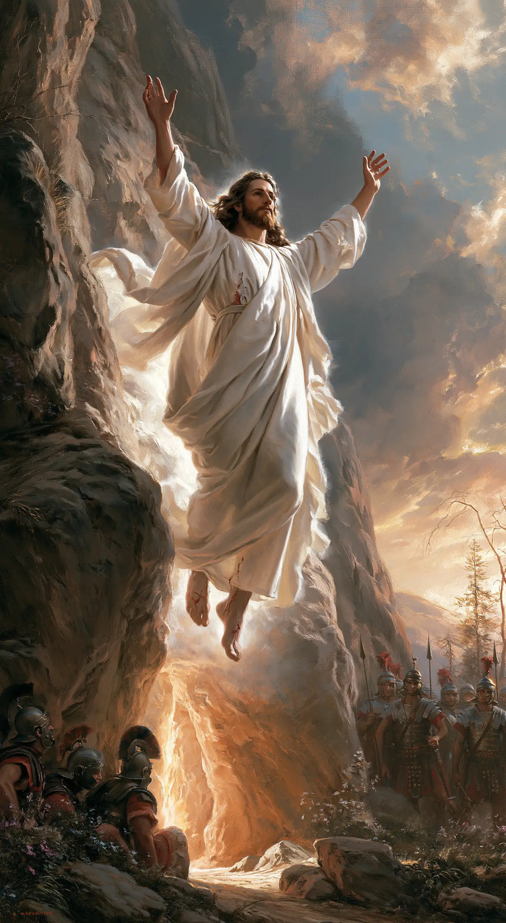Resurrection of Jesus Christ in Sacred Monumental View style, portrait Christian artwork no. 9