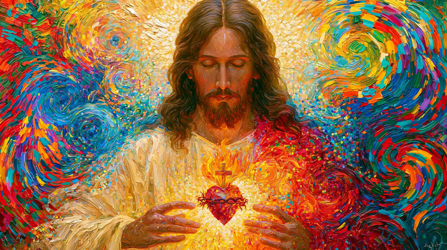 Sacred Heart of Jesus – Pointillist Post-Impressionism · Landscape no. 9