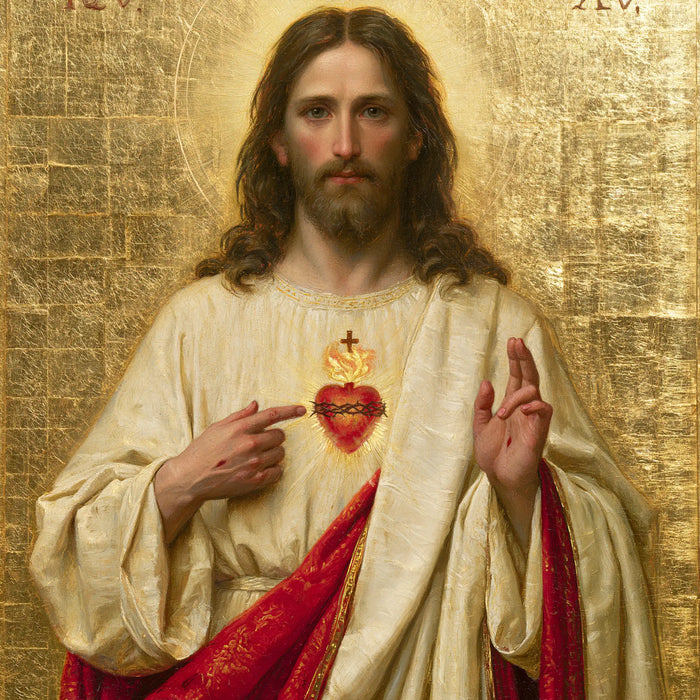 The Sacred Heart of Jesus — The Blessing upon Engraved Gold