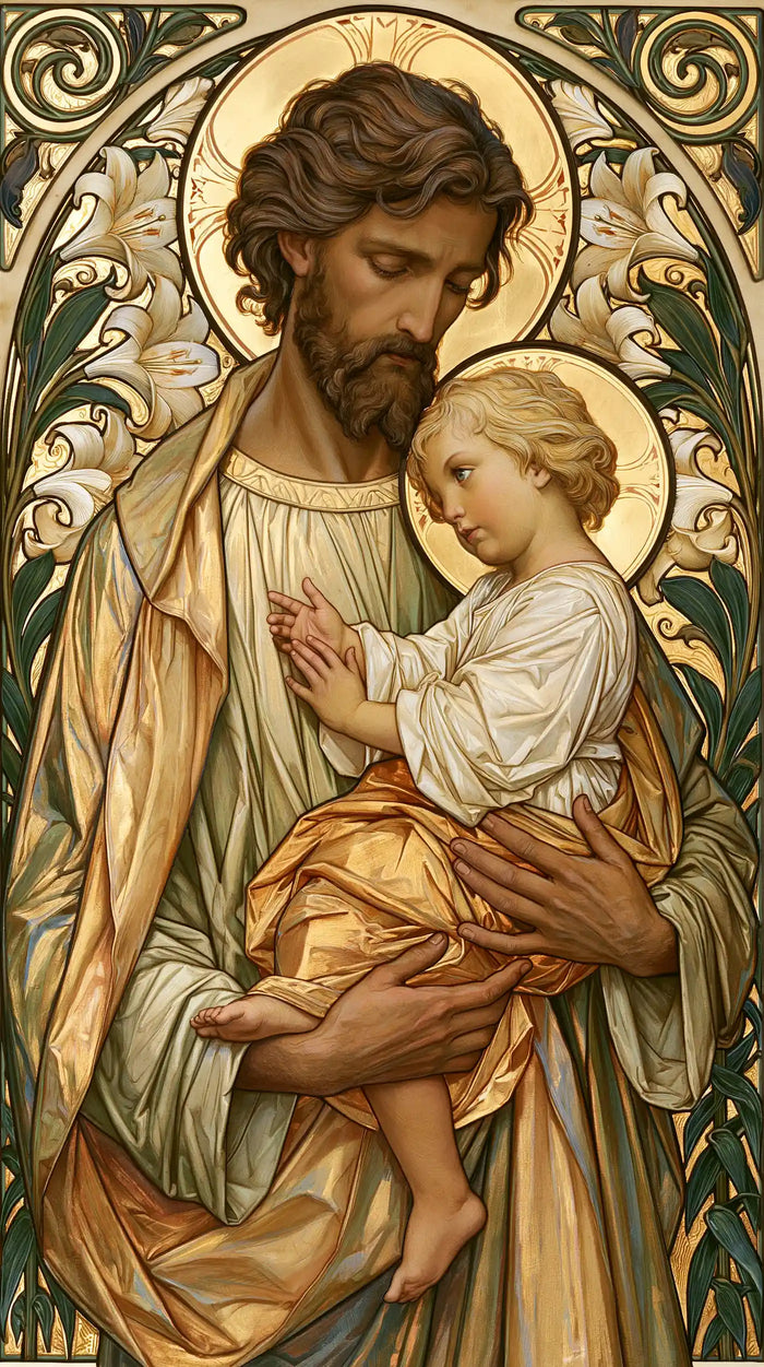 Saint Joseph with the Child Jesus – Sacred Art Nouveau · Portrait no. 1